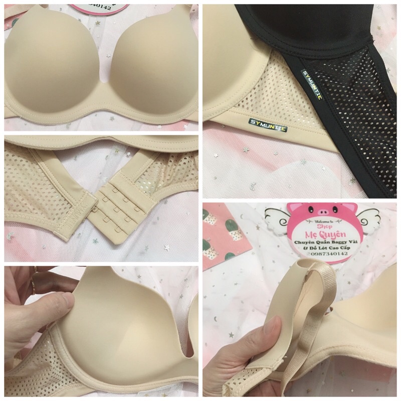 Áo lót nữ su non dây phối lưới hiện đại, quả trơn không gọng nâng ngực nhẹ nhàng