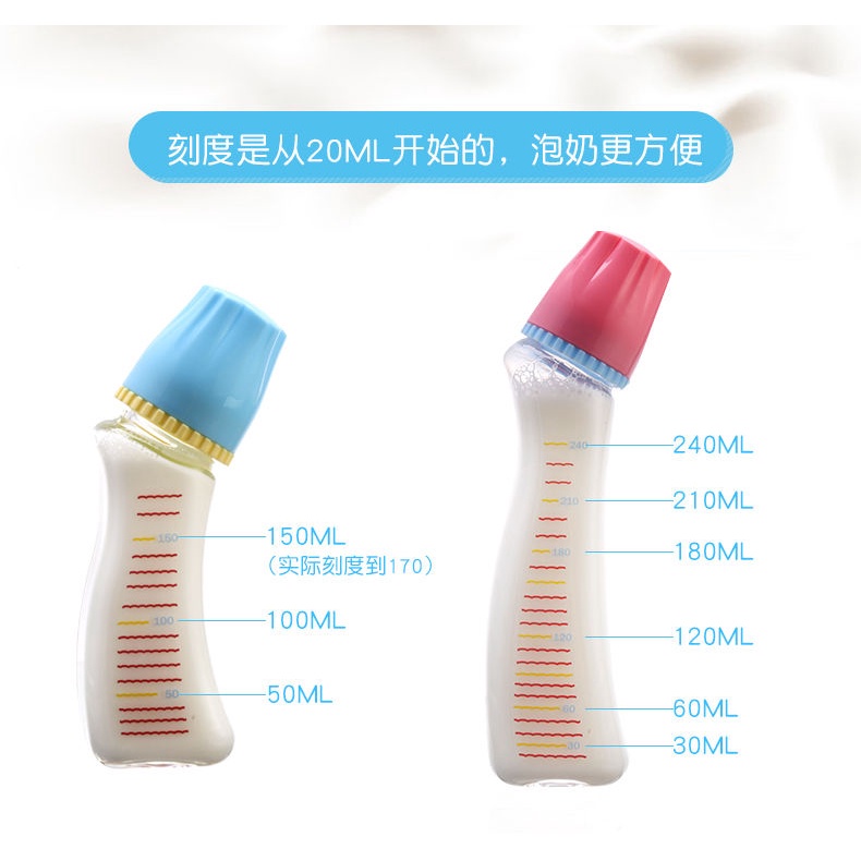 Bình đựng sữa dáng cong bằng thủy tinh chống sặc cho bé sơ sinh