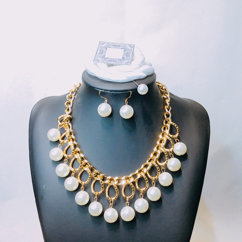 Dây Cổ Hạt Ngọc Phối Xích Chùm To Thời Trang NHÀ NHỎ 584