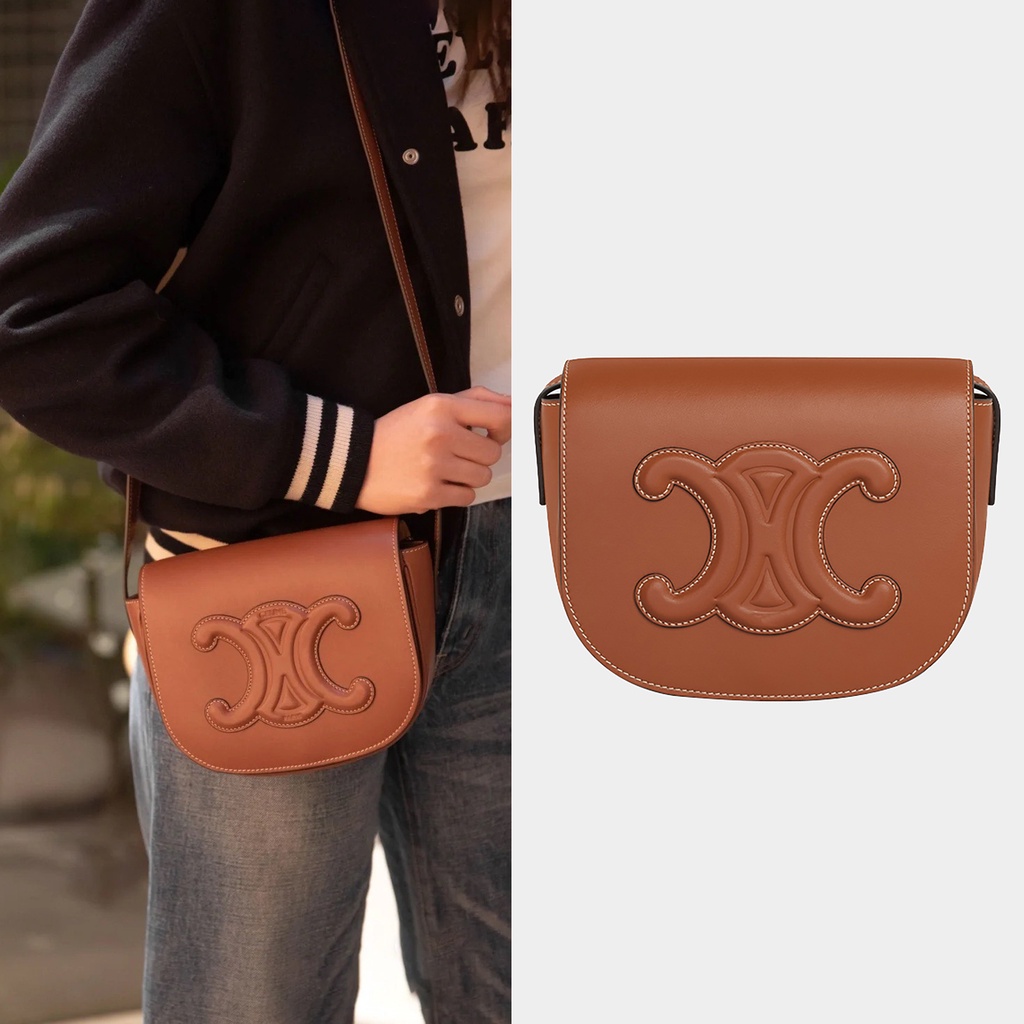 Túi xách nữ đeo chéo CE LINE Triomphe nắp gập dạo phố da PU