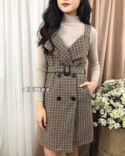Set áo váy dạ nâu