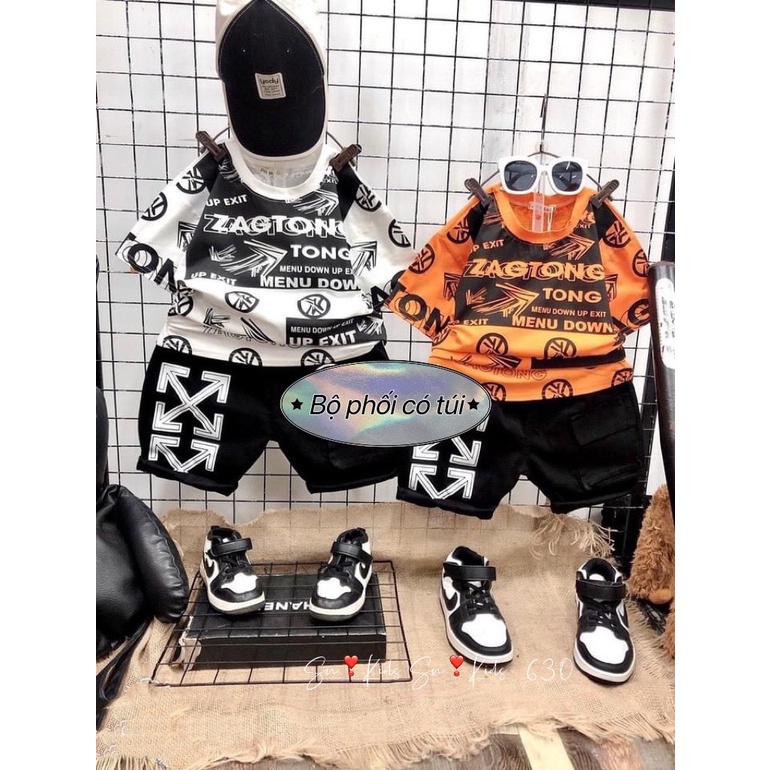 Bộ cộc tay bé trai họa tiết khỏe khoắn, bộ cotton ZAGTONG cực chất cho bé