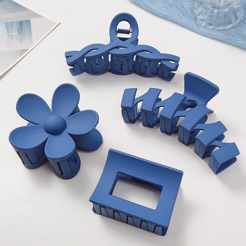 Kẹp Tóc Móng Vuốt Bằng Acrylic Màu Xanh Dương Thời Trang Hàn Quốc