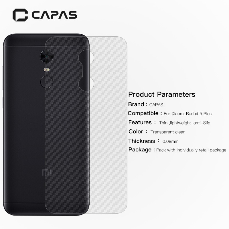 Set 4 Miếng Dán Bảo Vệ Mặt Sau Điện Thoại 5.99 Inch Bằng Sợi Carbon Cho Xiaomi Redmi 5 Plus