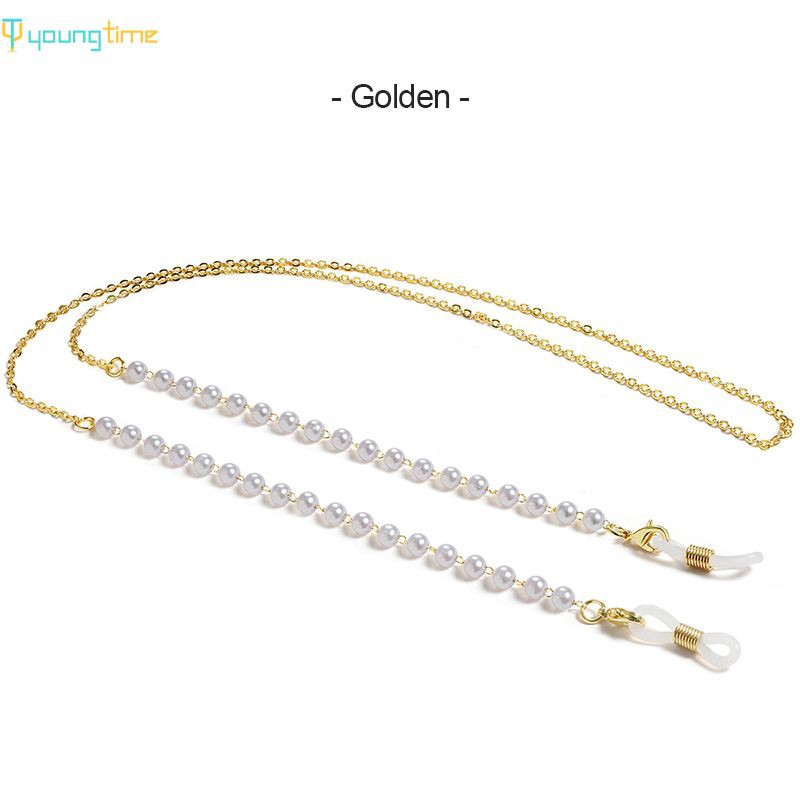 youngtime đeo mặt nạ Imitation pearl glasses chain mask lanyard sunglasses chain Neck Straps Mask Chain youngtime