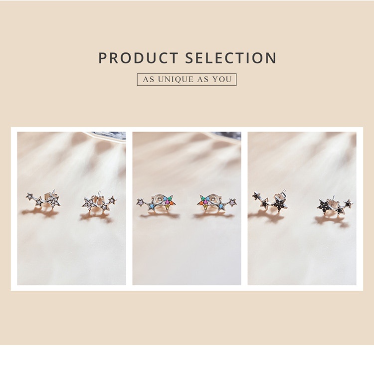 Hoa tai Bamoer bằng bạc sterling 925 đính đá pha lê nhiều màu sắc không gây dị ứng sành điệu cho nữ với 4 kiểu tùy chọn