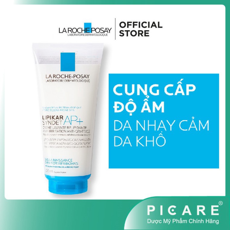[CHÍNH HÃNG] La Roche Posay Sữa Rữa Mặt Và Tắm Cho Da Khô Đến Rất Khô Lipikar Syndet AP+ 200ml