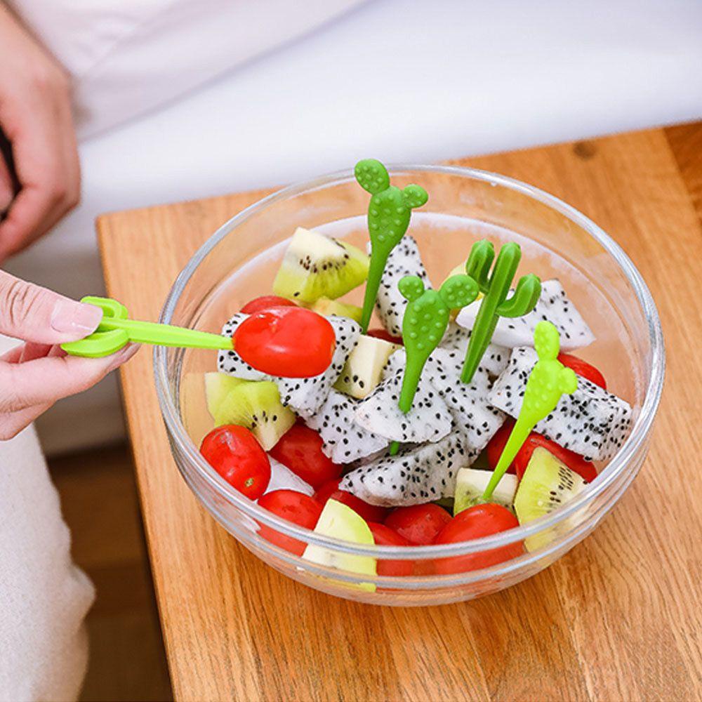 Nĩa Ăn Trái Cây Hình Cây Xương Rồng Màu Xanh Lá Thân Thiện Với Môi Trường