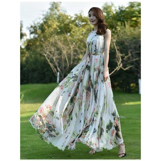 [SIÊU SALE] Đầm Maxi Hoa Suông Cổ Yếm, Đầm Maxi