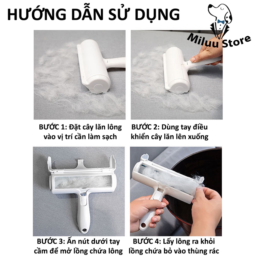 Cây lăn lông chó mèo - cây lăn chống tĩnh điện hút lông thú cưng làm sạch giường ngủ, chăn đệm, sofa