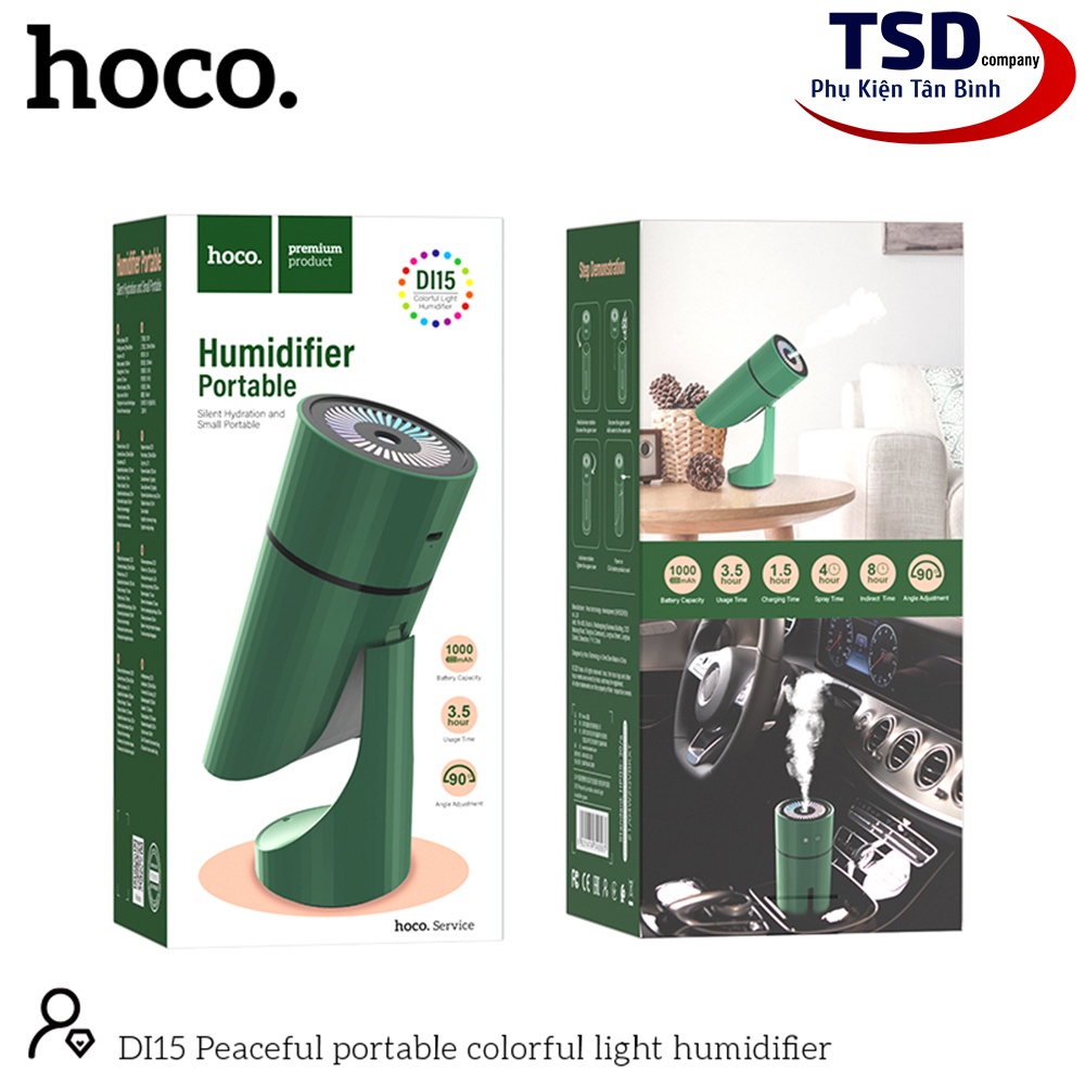 Máy Phun Sương, Phun Tinh Dầu Tạo Độ Ẩm Có Led Hoco Di15 Chính Hãng