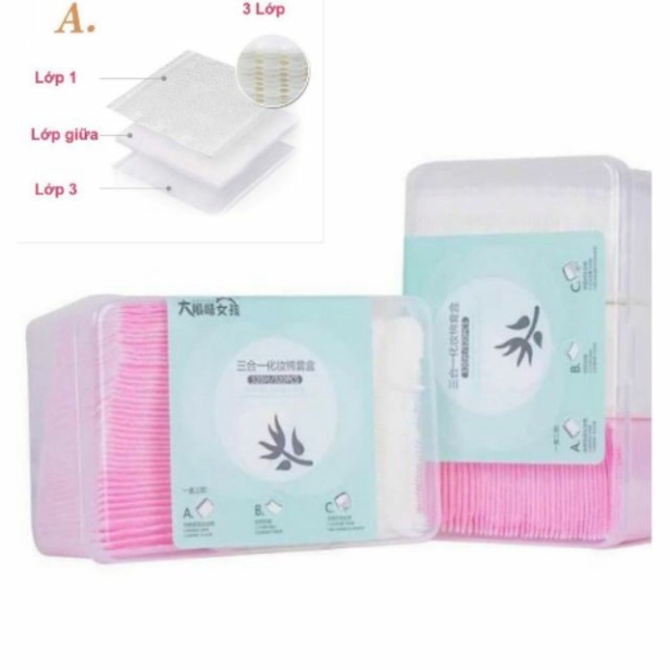 Hộp 320 miếng bông tẩy trang cotton siêu mềm mịn