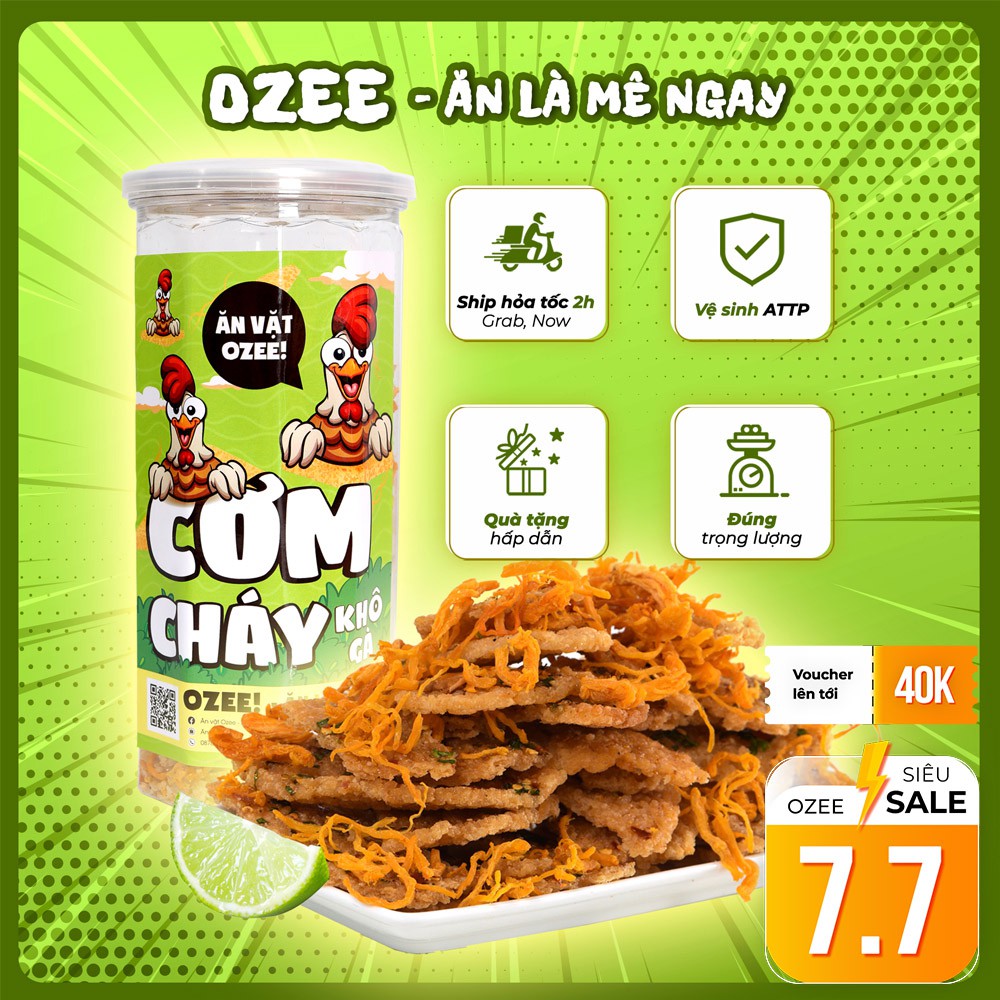 [Mã GROXUAN1 giảm 8% đơn 150K] Cơm cháy khô gà Ozee hộp 500g siêu ngon đồ ăn vặt Hà Nội
