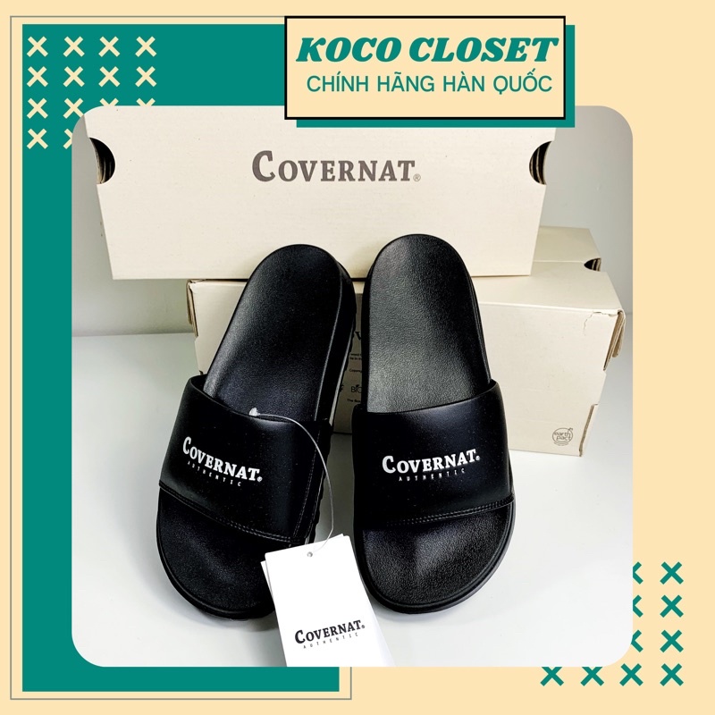 Dép Covernat Authentic Logo Slide màu Đen Chính hãng Hàn Quốc