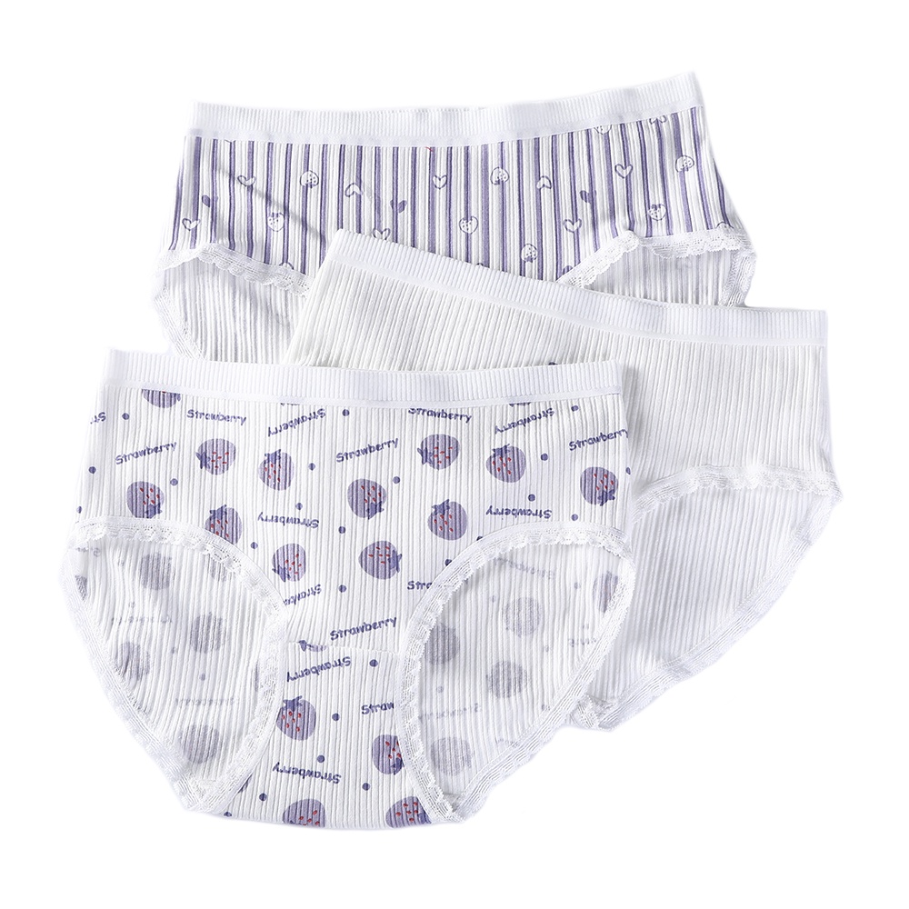 Bộ 5 Quần Lót Cotton Aijolen Lưng Vừa In Họa Tiết Thỏ Hoạt Hình Màu Tím Phong Cách Nhật Bản Dễ Thương Cho Nữ