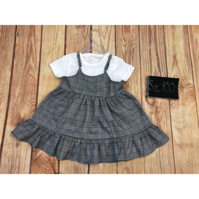 Đầm dây kẻ baby doll