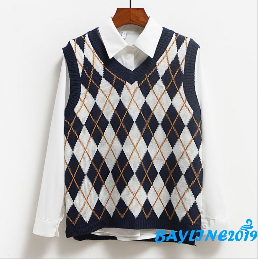 Áo sweater không tay cỗ chữ V phong cách thời trang quyến rũ