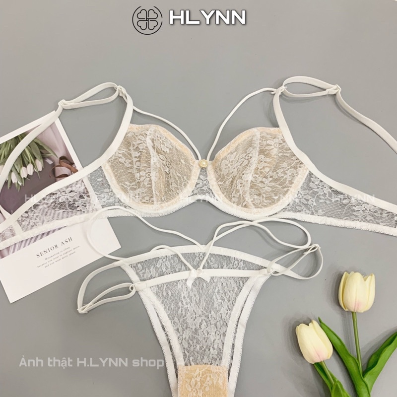 Bộ đồ lót ren hoa nhí dây mảnh có gọng không mút m175