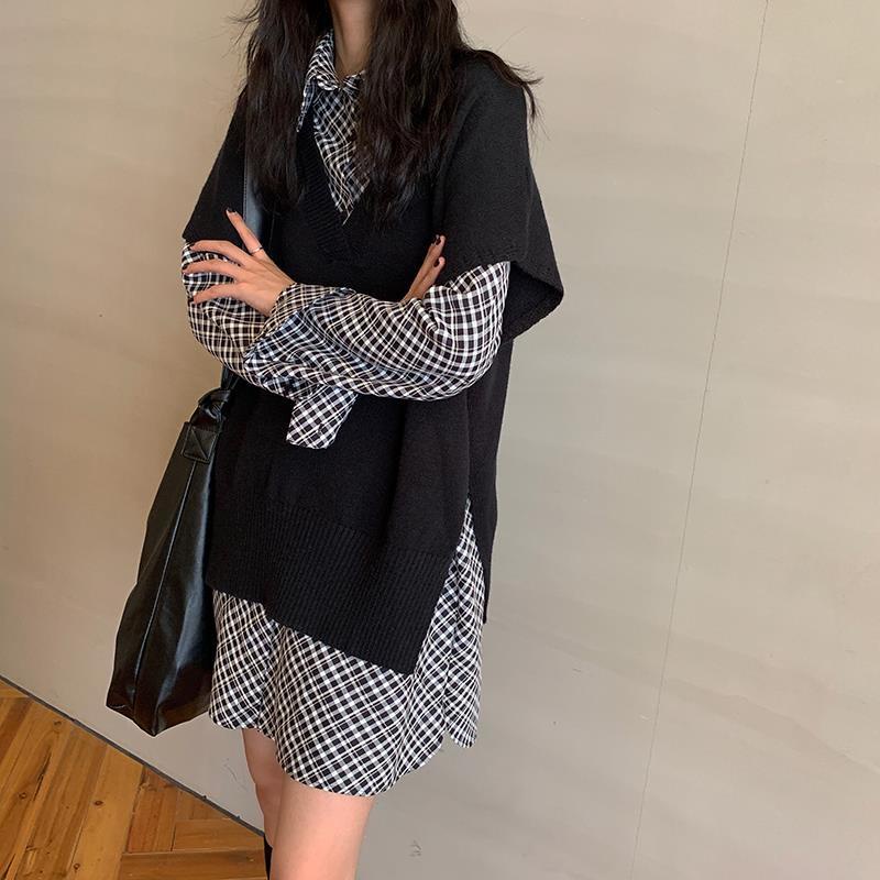 Bộ áo sweater dài tay+áo dệt kim xinh xắn cho nữ (Có bán lẻ)