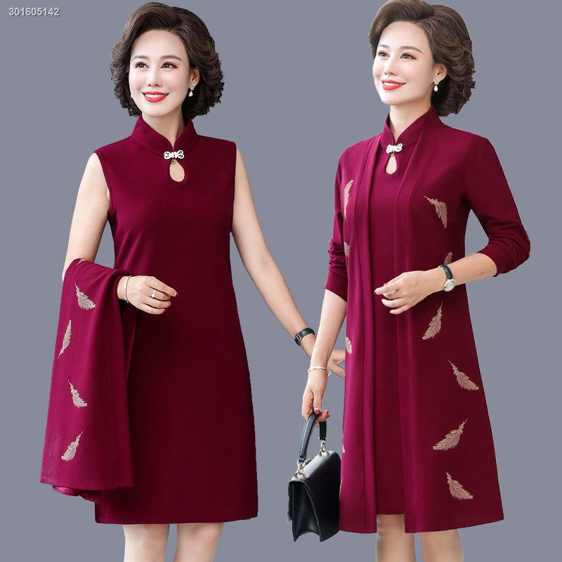 Đầm Tay Dài Thời Trang Xuân Thu Cho Phụ Nữ Trung Niên 40-50 Tuổi