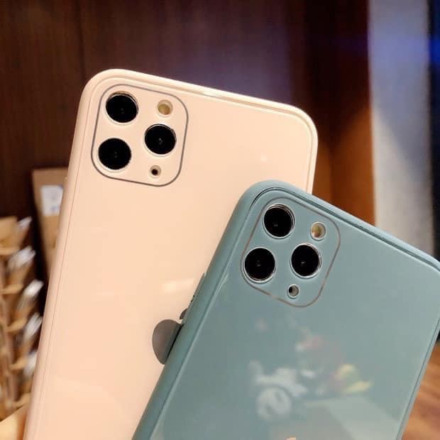 Ốp lưng iphone mặt lưng kính viền vuông dành cho iphone 6 đến 11promax - Pee store | BigBuy360 - bigbuy360.vn