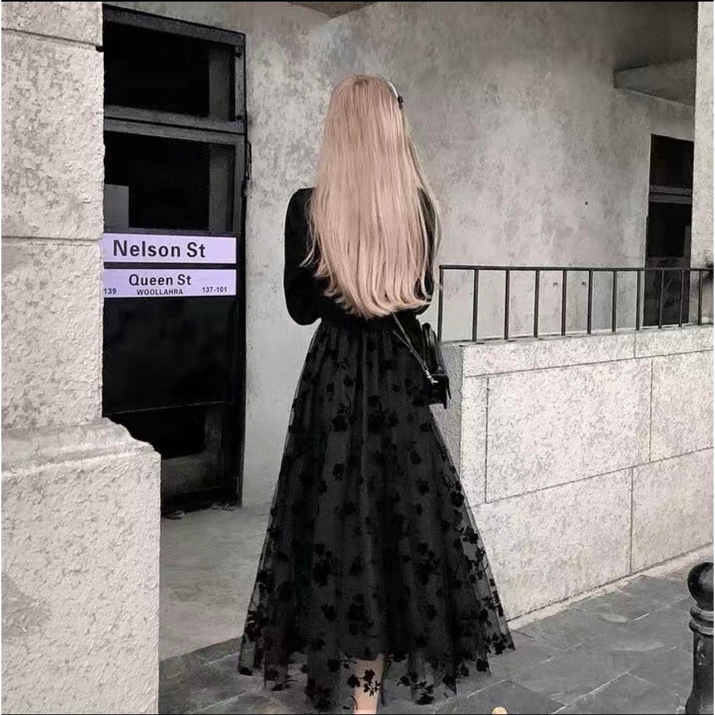 Đầm dệt kim tay dài phong cách thời trang cho nữ