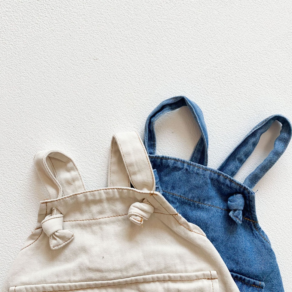 Bộ Áo Liền Quần Denim Tay Ngắn Hai Mảnh Phong Cách Mới Mùa Hè Cho Bé Gái