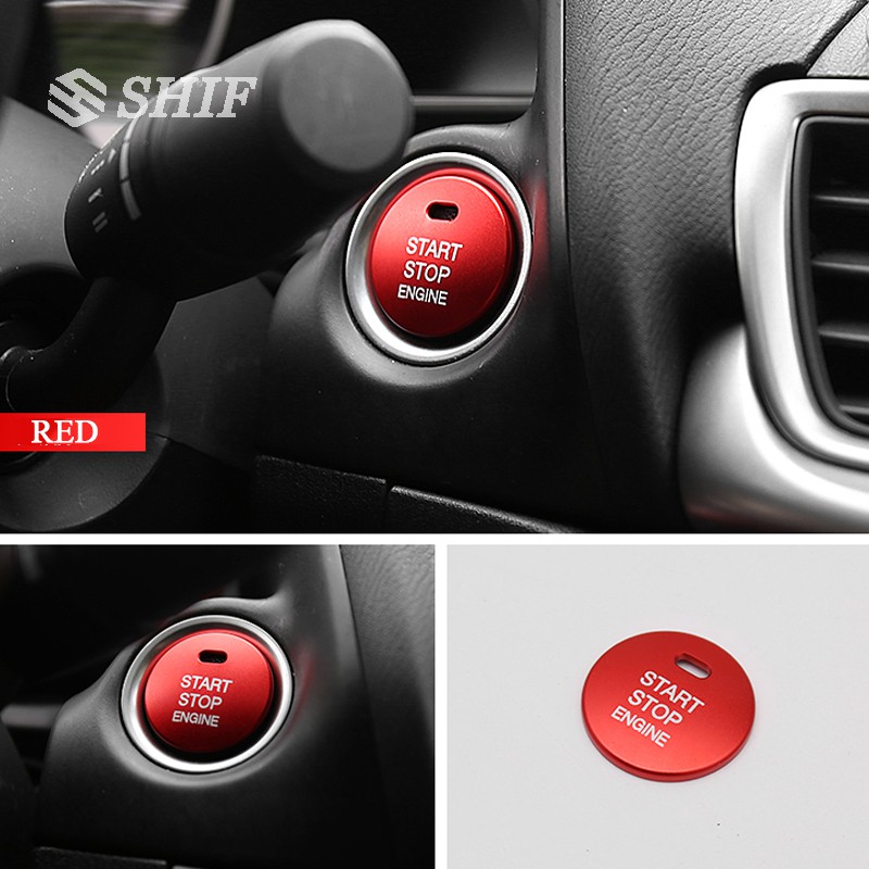 Vòng kim loại bọc công tắc động cơ xe hơi mazda3 axela