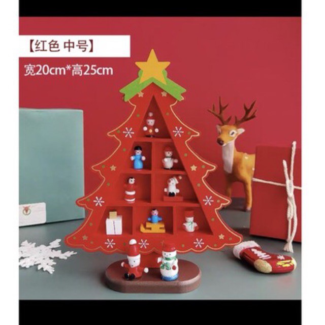 Cây thông trang trí noel để bàn bằng gỗ