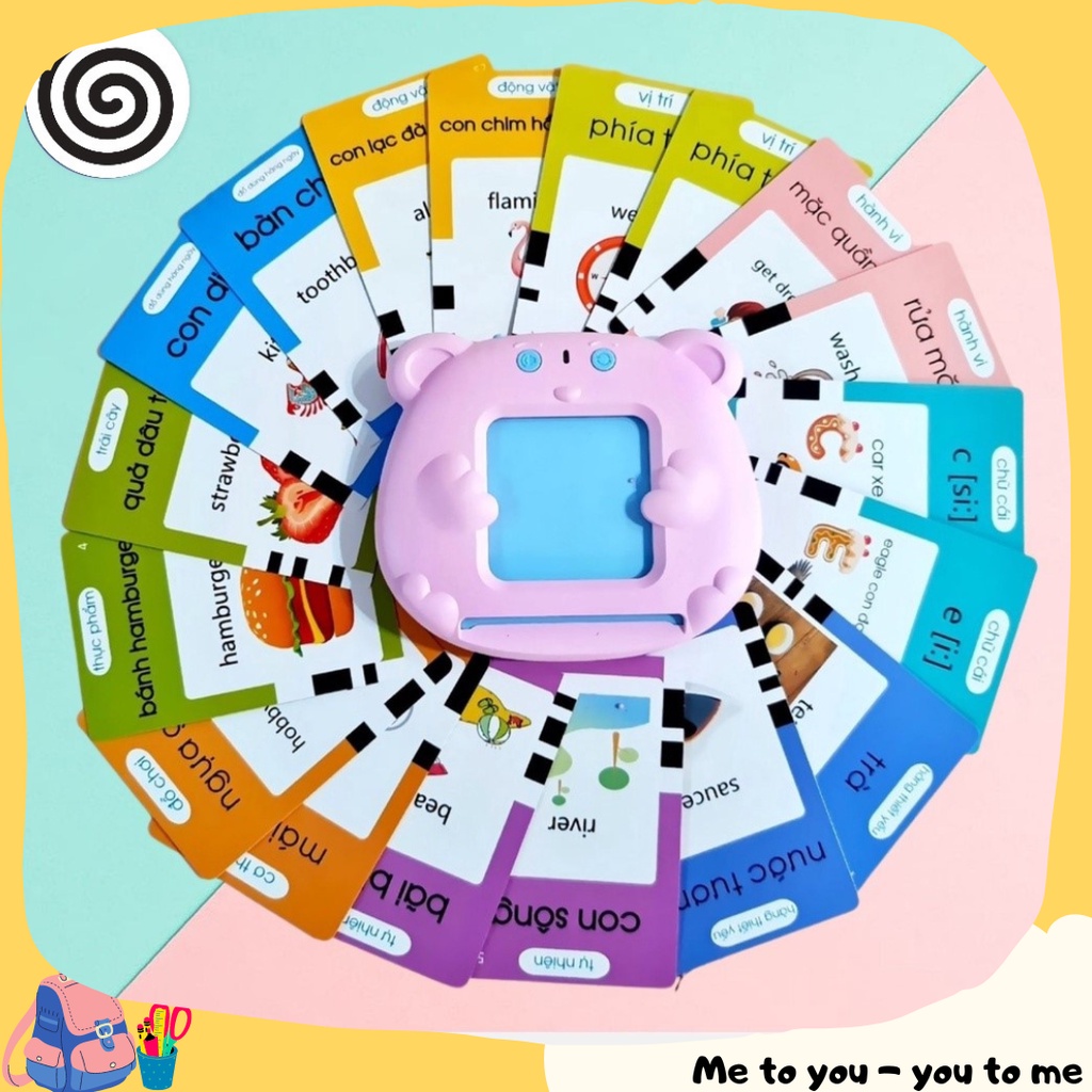 Máy đọc thẻ song ngữ Việt - Anh Máy đọc thẻ tiếng anh 225 thẻ flashcard cho bé tập làm quen ngôn ngữ sớm