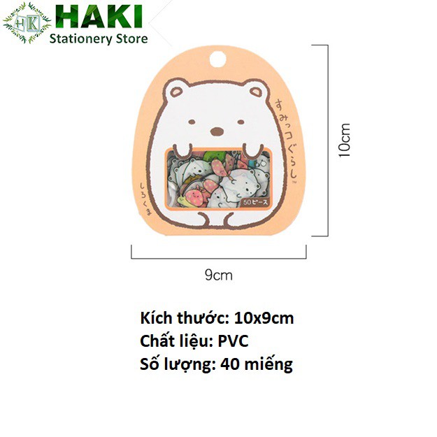 Sticker cute hoạt hình HAKI, hình dán sticker cute 50 miếng trang trí sổ đáng yêu dễ thương giá rẻ ST01