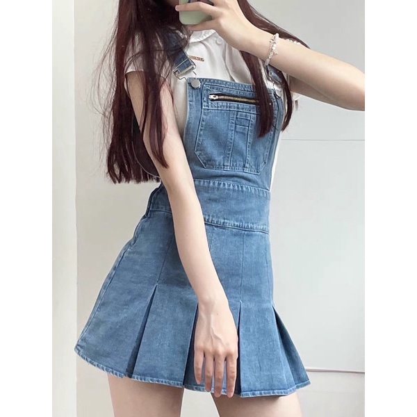 Váy yếm bò chân váy dáng tennis hot trend siêu xinh và trẻ trung