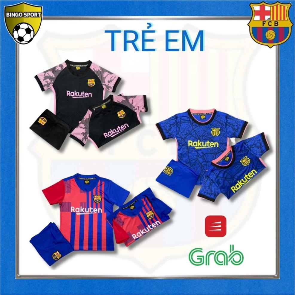 Quần Áo Bóng Đá TRẺ EM BARCELONA Thun Lạnh Giá Rẻ Đẹp Mẫu Mới 22 - 23 Màu Xanh Đỏ & Đen Hồng & Xanh Dương BINGO SPORT !