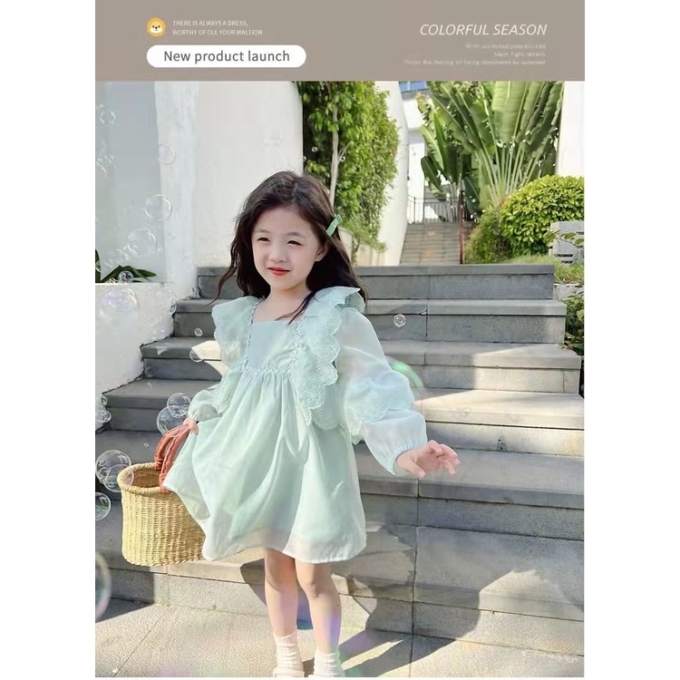 Đầm Công Chúa Tay Dài Thời Trang Mùa Xuân Phong Cách Phương Tây Mới 2022 Dành Cho Bé Gái