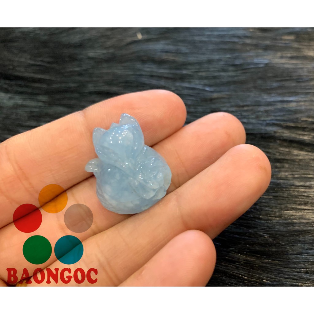 Hồ ly phong thủy xanh đá aquamarine mạng Thủy, Mộc