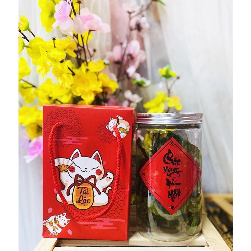 Hộp dây xách Mèo Tài Lộc + Ông Thần Tài đựng bánh quy