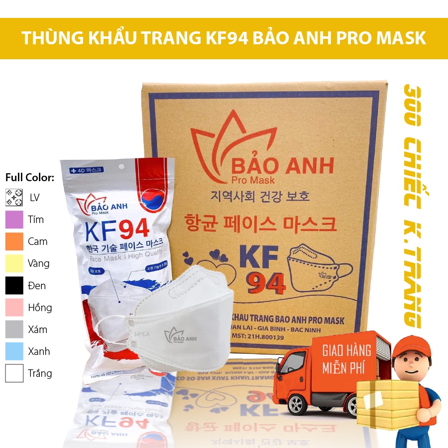Thùng Khẩu Trang 4D KF94 Bảo Anh Pro Mask ( Thùng 300 Cái ) - Hàng Chính Hãng