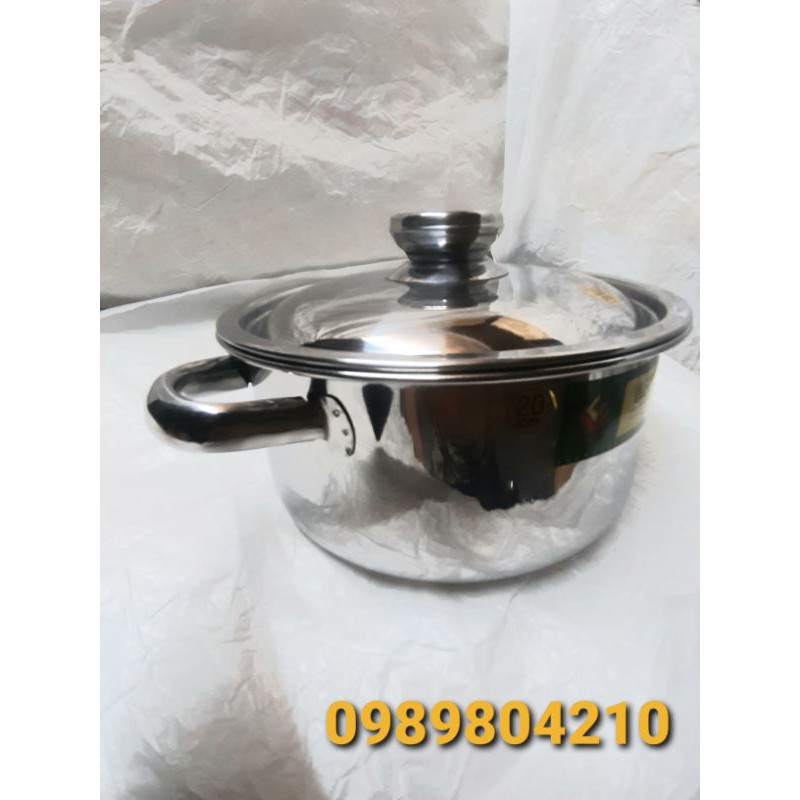 Nồi inox đun bếp từ size 20,nồi 1 đáy 3 đáy nắp kính nắp inox,Nồi inox bếp từ size 20 Vietcook.CAM KẾT CHÍNH HÃNG