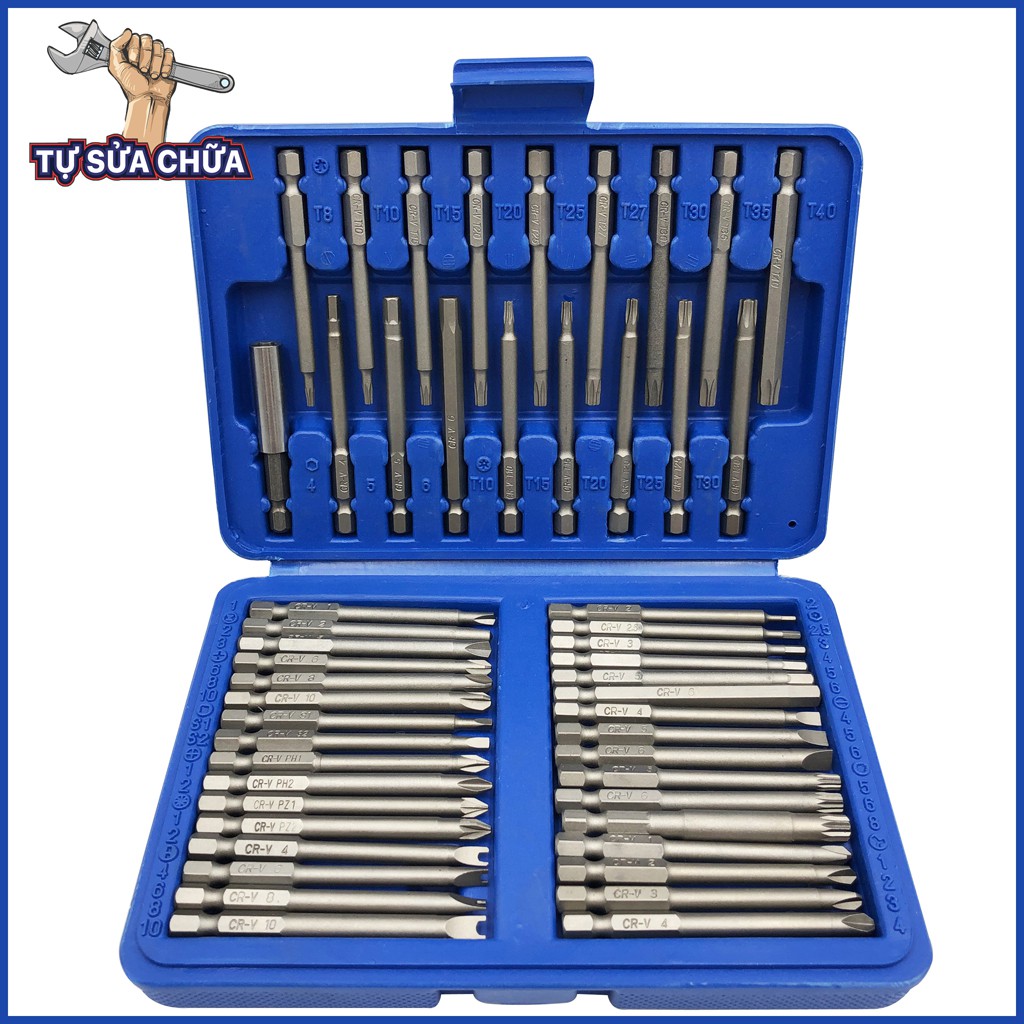 Bộ vít đa năng chuôi lục giác 6.35mm 50 chi tiết cho máy khoan, máy bắt vít cầm tay