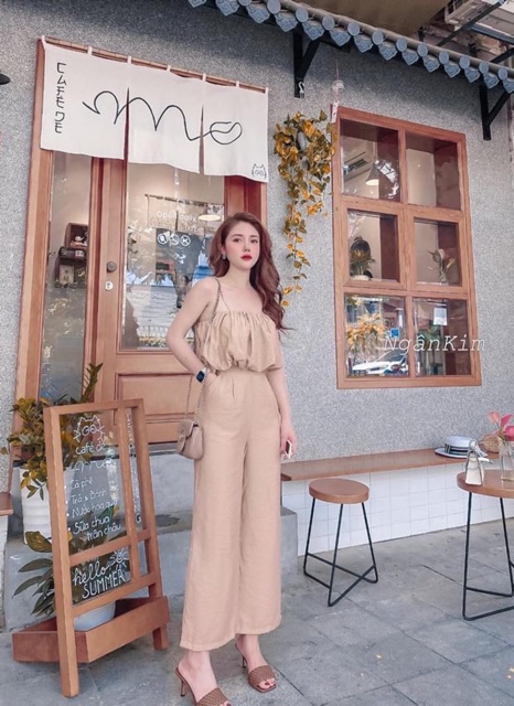 BÁN SỈ SET ÁO 2 DÂY NHÚN MIX QUẦN SUÔNG ĐŨI