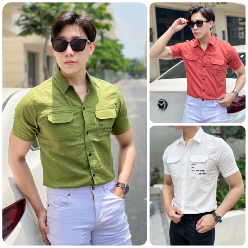 Áo đũi nam cổ trụ dài tay chất liệu đũi thoáng mát