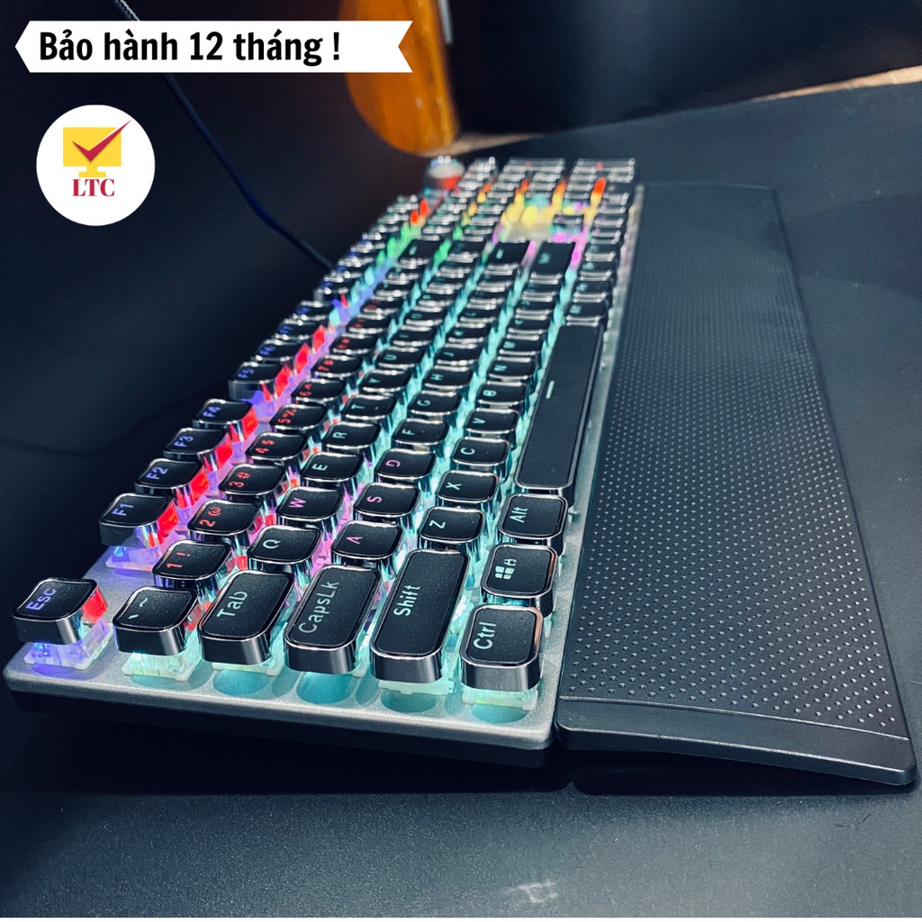 Bàn phím cơ gaming FZ508 FULL LED RGB với hơn 20 chế độ led, keyboard blue switch tặng kèm kê tay cho máy tính laptop pc