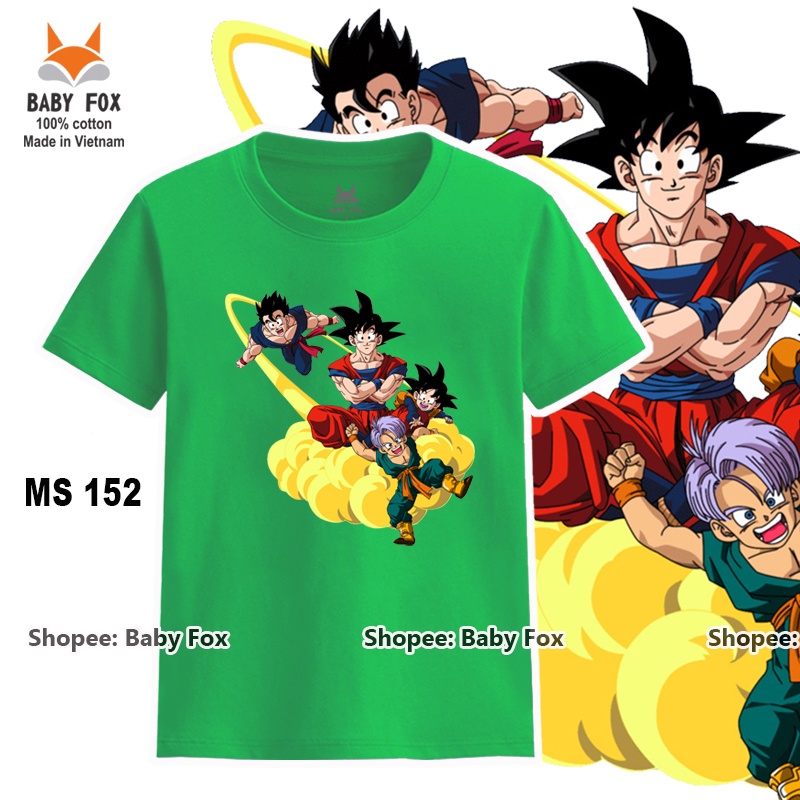 Áo thun bé trai 100% cotton loại tốt, thương hiệu BABY FOX, hình Dragon Ball, Songoku size 10-55kg  k