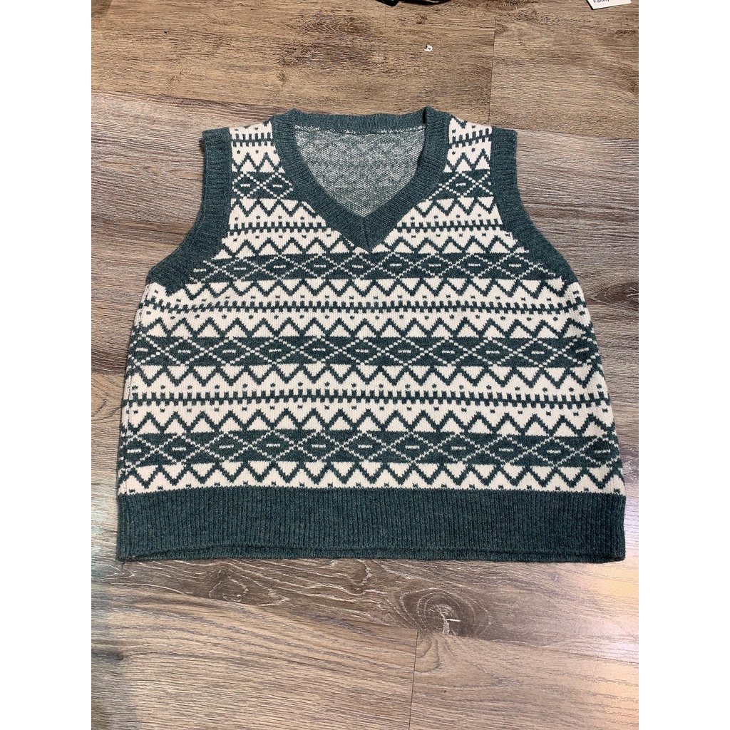 Áo gile nữ hoạ tiết thổ cẩm, Áo gile len ulzzang nữ dáng Hàn Quốc Hanva | BigBuy360 - bigbuy360.vn