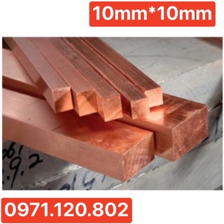Thanh đồng đỏ vuông đặc 10mm*10mm (10 x10 ) dài 1m