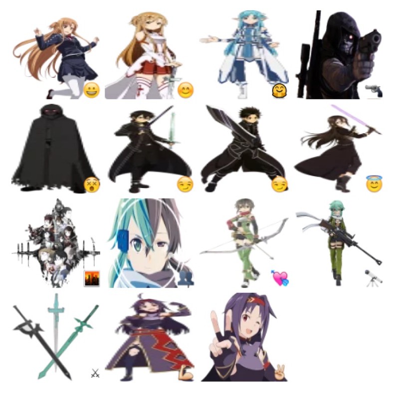 hình dán anime sword art online30-60 cái/ Sticker sword art online