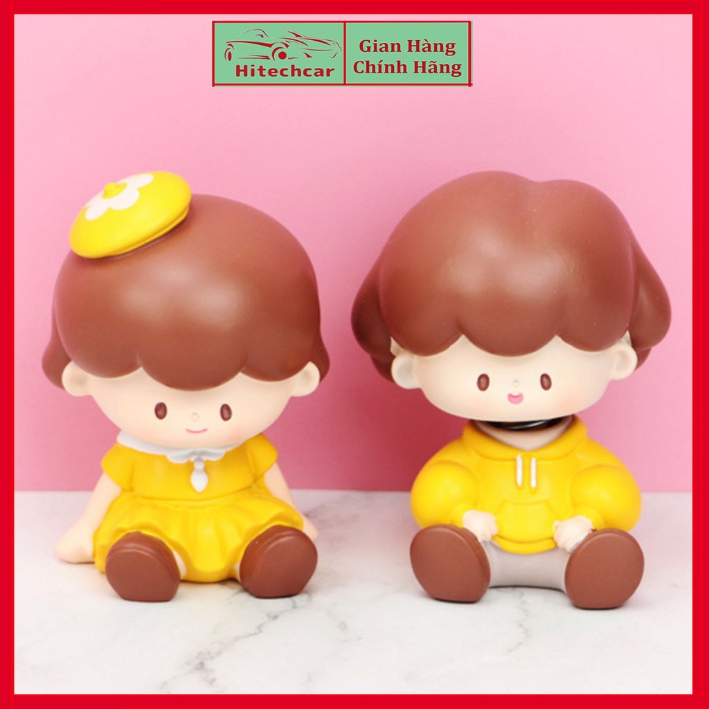 Phụ Kiện Decor Trang Trí Bàn Làm Việc Taplo Ô Tô Bàn Học Phòng Khách Hình Cặp Đôi Búp Bê Lắc Đầu Siêu Cute Hitechcar