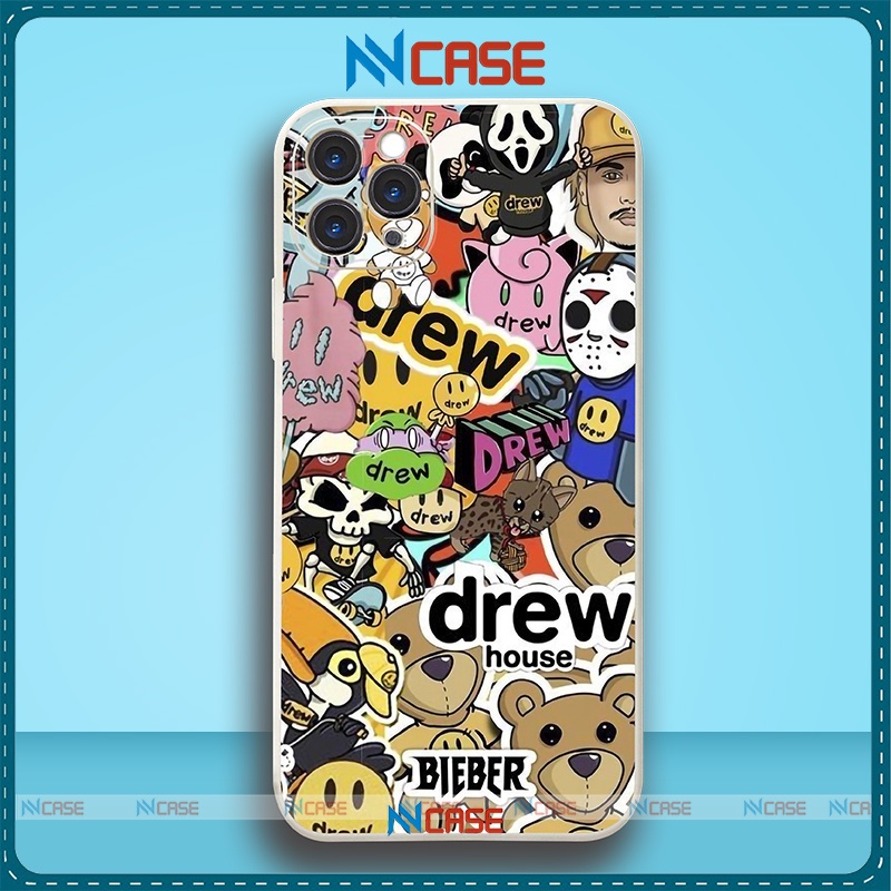 Ốp lưng iPhone Drew cute cạnh viền vuông silicon mềm dẻo bảo vệ camera cho iphone 6/6s/7/8/X/XS/11/12/13 Pro Plus Max
