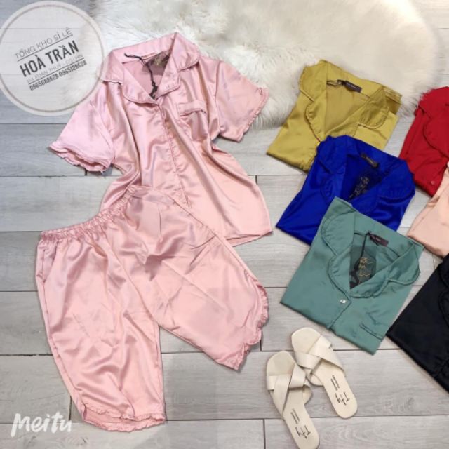 Bộ lụa ngủ viền bèo ngố hàng đẹp | BigBuy360 - bigbuy360.vn