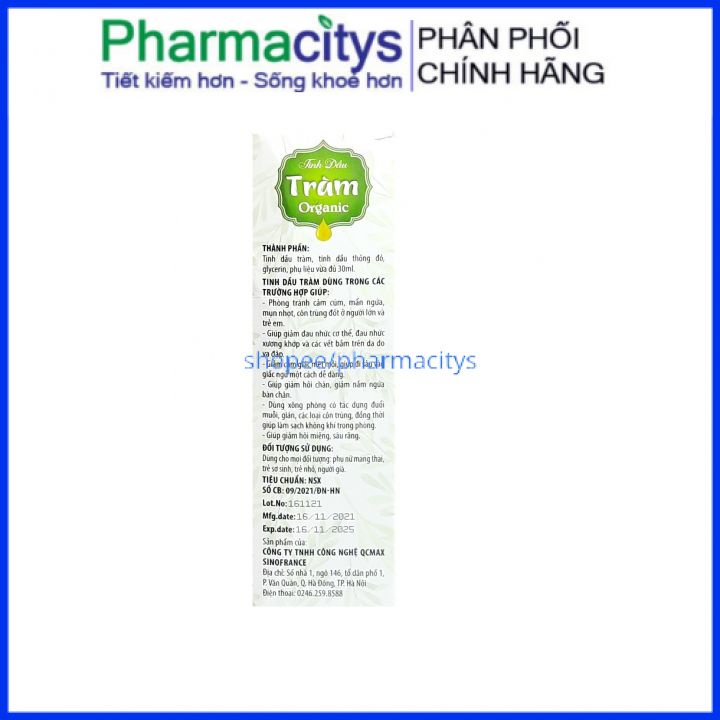 Tinh dầu tràm Organic, dầu tràm giữ ấm cho bé, tránh gió, đuổi muỗi- lọ 30ml